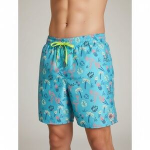 NWT~LAGUNA SWIM~Swim Trunks Bathing Suit~Flamingo Print~XL 18/20~SKU161